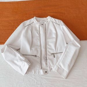 New York & Company white leather jacket size small